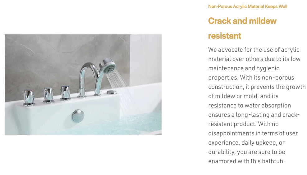 59" Freestanding Rectangle Whirlpool Bathtub With Center Drain