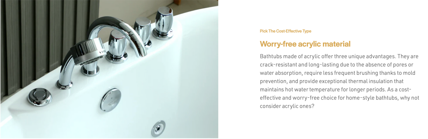 71" Acrylic Freestanding Whirlpool Bathtub With Center Drain