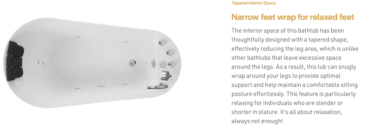 59" Acrylic Freestanding Whirlpool Tub With Reversible Drain