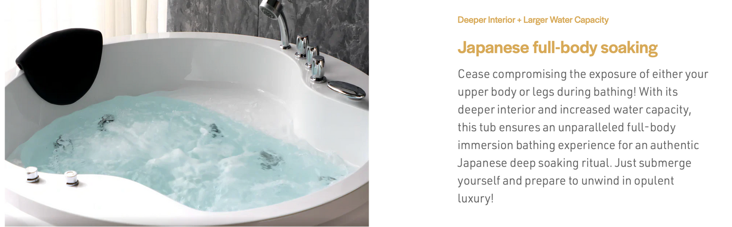 59" Freestanding Round Whirlpool Bathtub With Right Drain