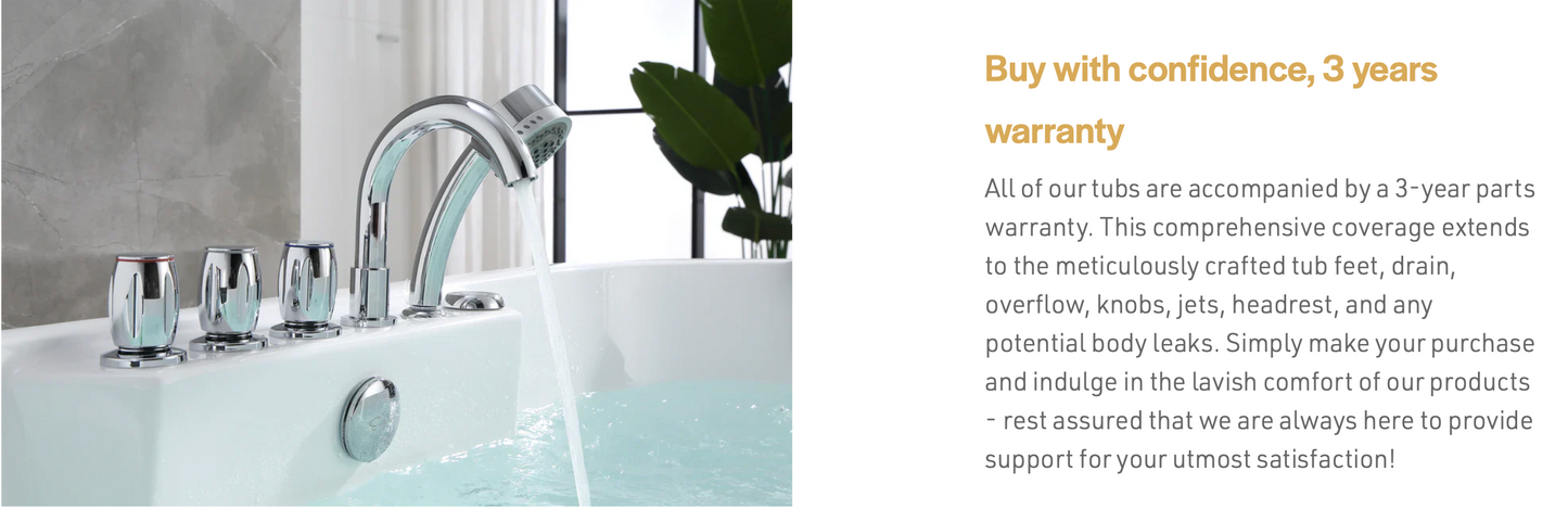 67" Freestanding Oval Whirlpool Bathtub With Center Drain