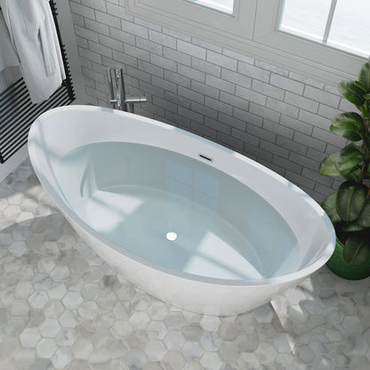 59" Freestanding Soaking Tub With Center Drain