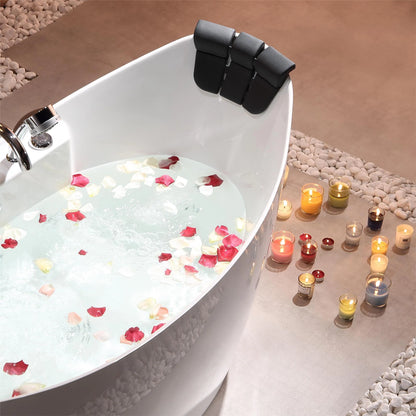 59" Freestanding Boat-Shaped Whirlpool Bathtub With Center Drain