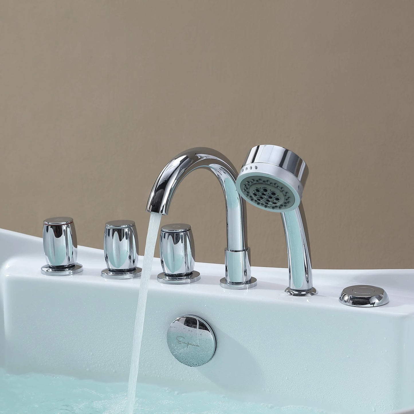 59" Freestanding Boat-Shaped Whirlpool Bathtub With Center Drain