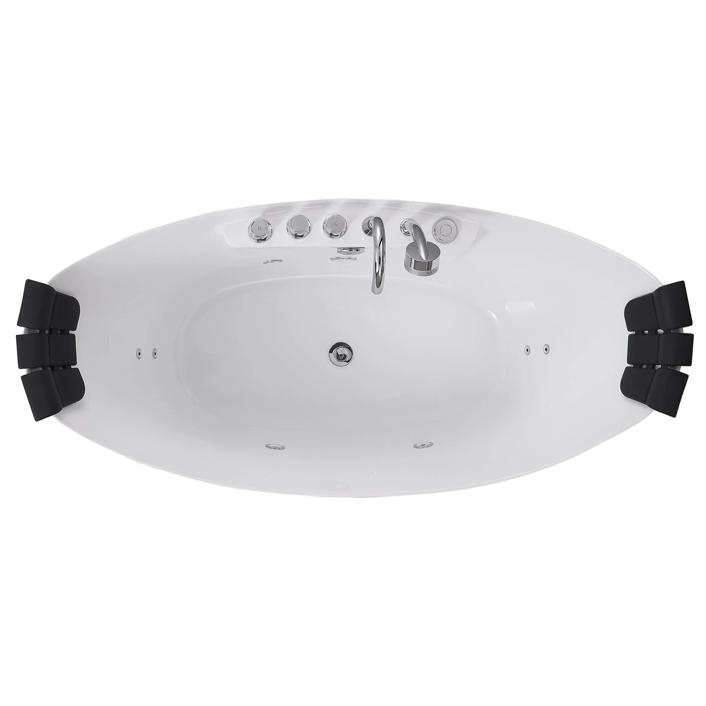 59" Freestanding Boat-Shaped Whirlpool Bathtub With Center Drain