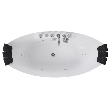 59" Freestanding Boat-Shaped Whirlpool Bathtub With Center Drain