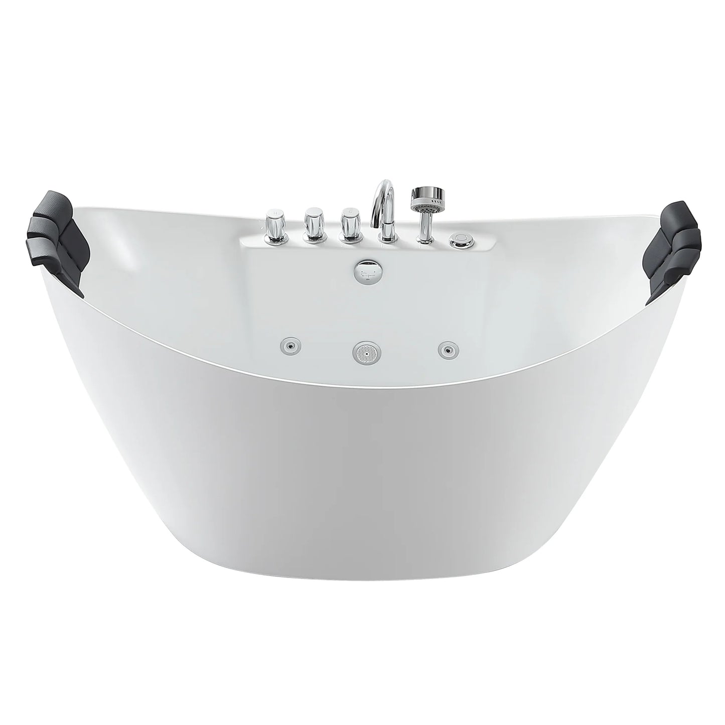 59" Freestanding Boat-Shaped Whirlpool Bathtub With Center Drain