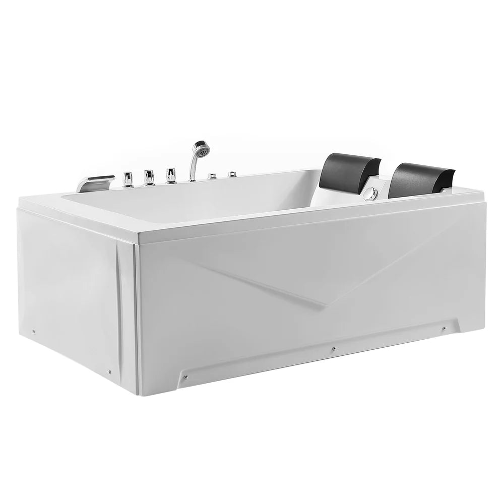 71" Alcove Whirlpool 2-Person Bathtub with Right Drain