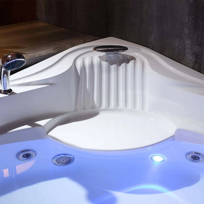 59" Alcove Whirlpool Inline Heater LED Tub With Left Drain