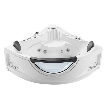 59" Alcove Whirlpool Inline Heater LED Tub With Left Drain