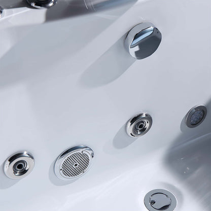 59" Alcove LED Whirlpool Bathtub With Center Drain