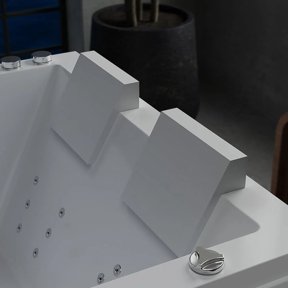 71 In. Freestanding Combination Massage 2-Person LED Tub With Center Drain