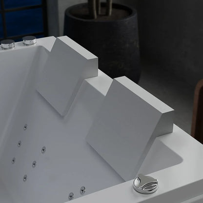 71 In. Freestanding Combination Massage 2-Person LED Tub With Center Drain