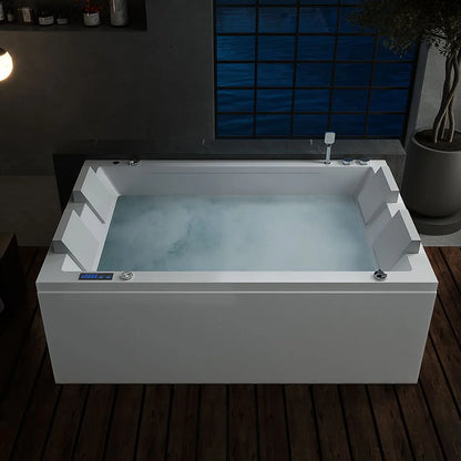 71 In. Freestanding Combination Massage 2-Person LED Tub With Center Drain