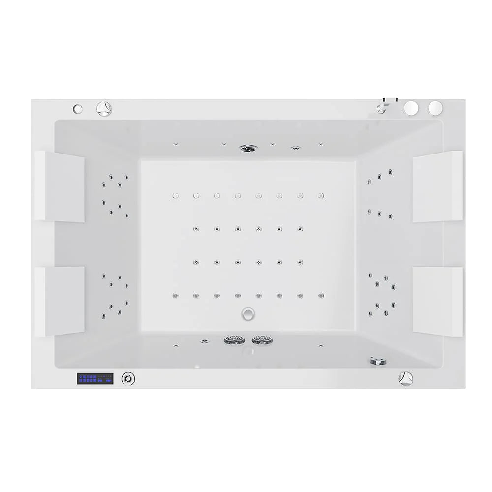71 In. Freestanding Combination Massage 2-Person LED Tub With Center Drain