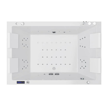 71 In. Freestanding Combination Massage 2-Person LED Tub With Center Drain