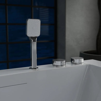 71 In. Freestanding Combination Massage 2-Person LED Tub With Center Drain