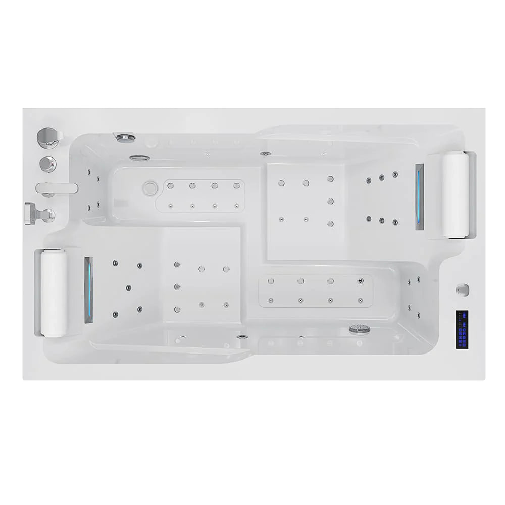 71 In. Alcove Massage Inline Heater 2-Person LED Tub With Left Drain