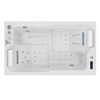 71 In. Alcove Massage Inline Heater 2-Person LED Tub With Left Drain