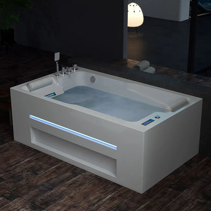 71 In. Alcove Massage Inline Heater 2-Person LED Tub With Left Drain