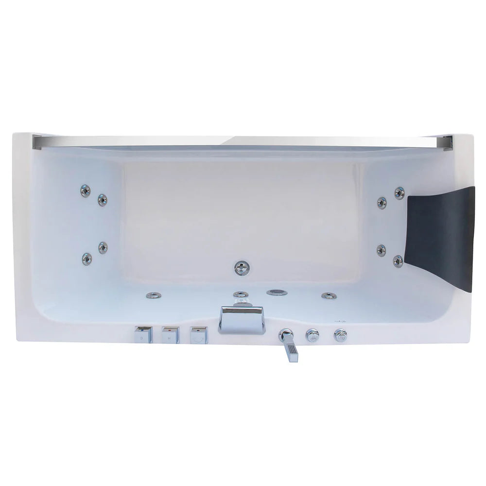 67" Alcove LED Whirlpool Bathtub with Center Drain