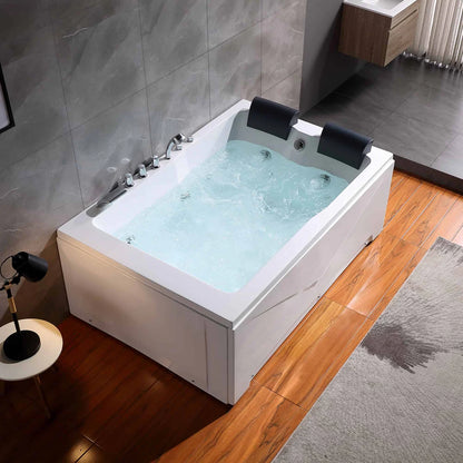 71" Alcove Whirlpool 2-Person Bathtub with Right Drain