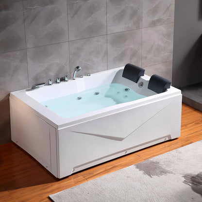 71" Alcove Whirlpool 2-Person Bathtub with Right Drain