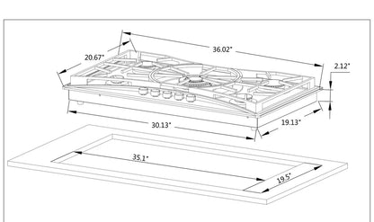 Empava 36 in. Built-in Gas Cooktops