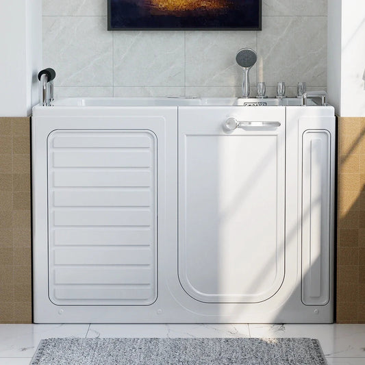 54" Alcove Inline Heater Whirlpool Walk-In Tub 2.0 Upgraded With Right Drain