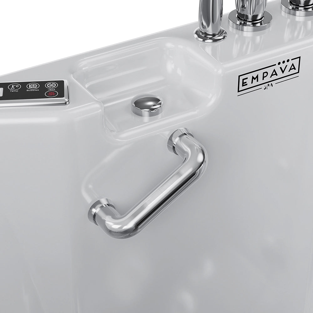 54" Alcove Inline Heater Whirlpool Walk-In Tub 2.0 Upgraded With Right Drain