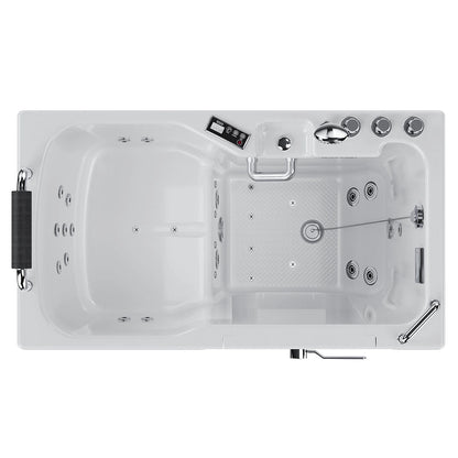 54" Alcove Inline Heater Whirlpool Walk-In Tub 2.0 Upgraded With Right Drain