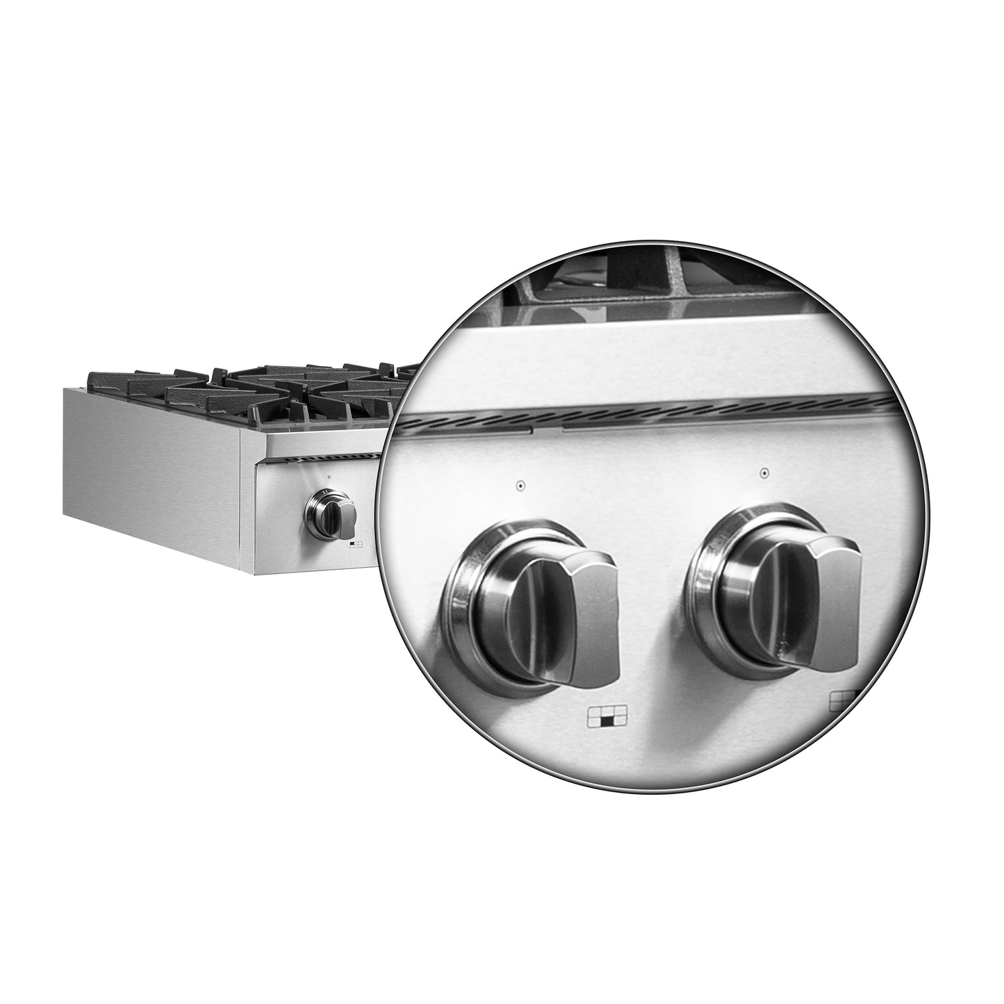 Forno Cossato Alta Qualita 36-Inch Pro-Style Gas Rangetop, Stainless Steel, 6 Sealed Burners, 83,000 BTU Total Output, Continuous Cast Iron Grates