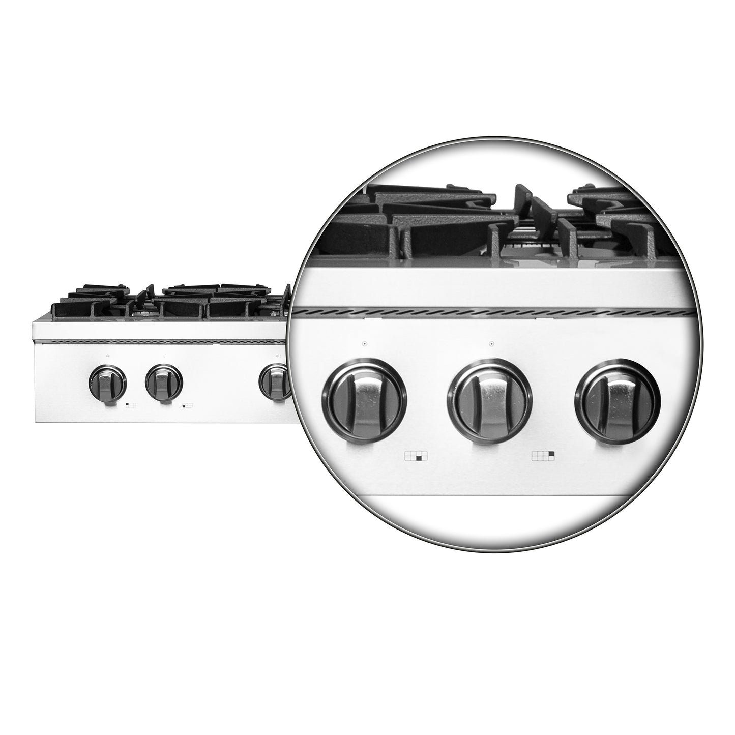 Forno Cossato Alta Qualita 48-Inch Pro-Style Gas Rangetop, Stainless Steel, 8 Sealed Burners, 107,000 BTU Total Output, Continuous Cast Iron Grates