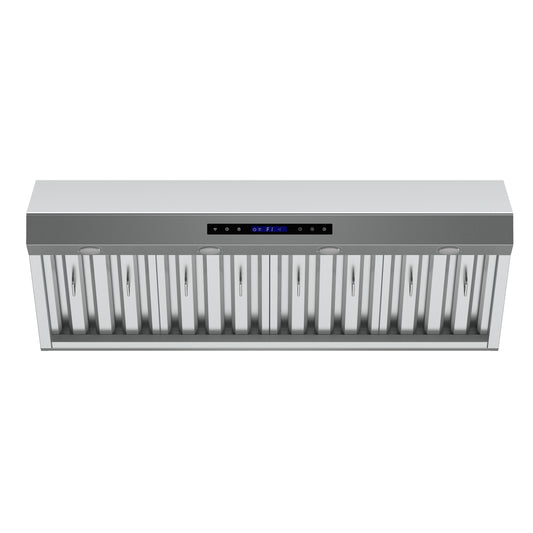 Forno Palazzo 48-Inch Wall Mounted Range Hood, Stainless Steel, Heavy Duty Baffle Filters, Remote Control