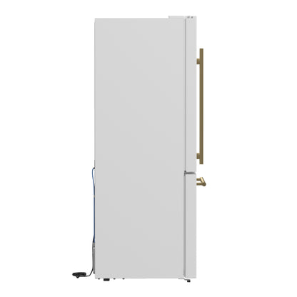 Forno Milano Espresso 31-Inch White Bottom Freezer Refrigerator, 17.2 Cu. Ft., Energy-Efficient, No Frost, Built-In Ice Maker