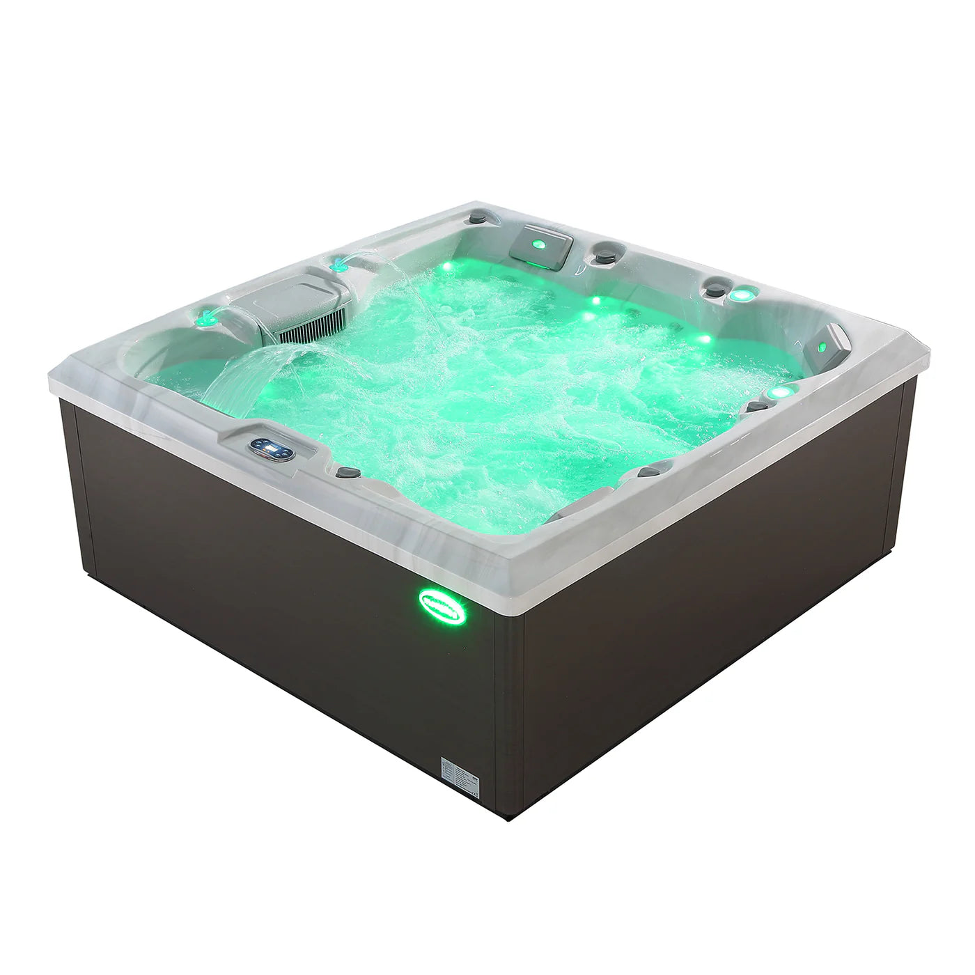 Luxury Freestanding 6-Person Square Outdoor Hot Tub
