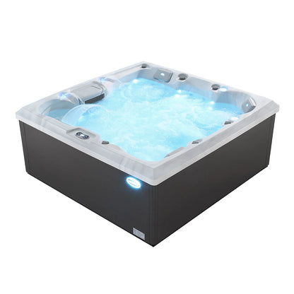 Luxury Freestanding 6-Person Square Outdoor Hot Tub