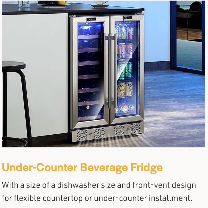 Empava 24" Dual Zone Wine And Beer Fridge Beverage Cooler