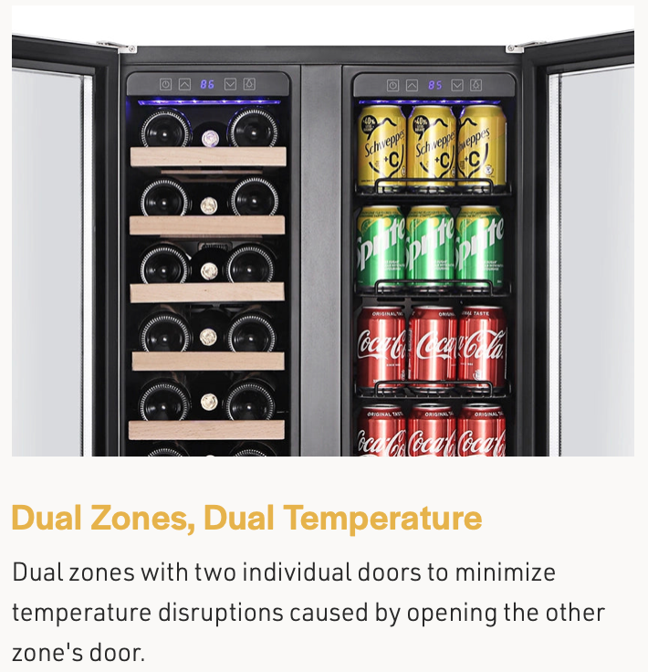 Empava 24" Dual Zone Wine And Beer Fridge Beverage Cooler