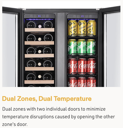 Empava 24" Dual Zone Wine And Beer Fridge Beverage Cooler